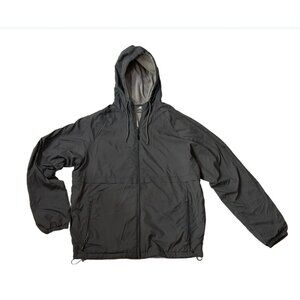 New Balance Lightweight Hooded Windbreaker Jacket M Gray Fleece Lined Running